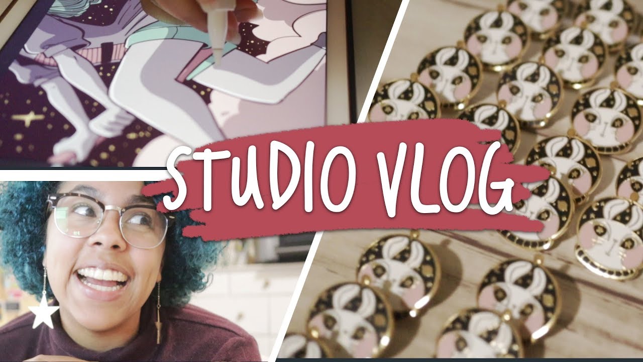 Studio Vlog - ENAMEL PINS!! Art, Sticker Problems and Lost footage