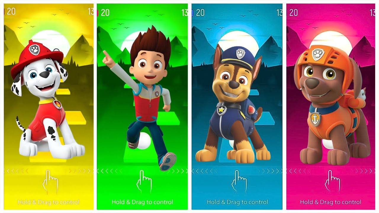 PAW Patrol's Marshall 🆚 Zuma 🆚 Ryder 🆚 Chase  and Friends 🎶 Tiles Hop EDM Rush