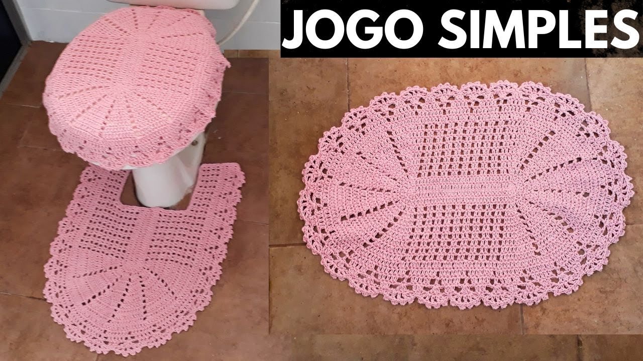 JOGO DE BANHEIRO EM CROCHÊ SIMPLES TAPETE FRENTE DO VASO