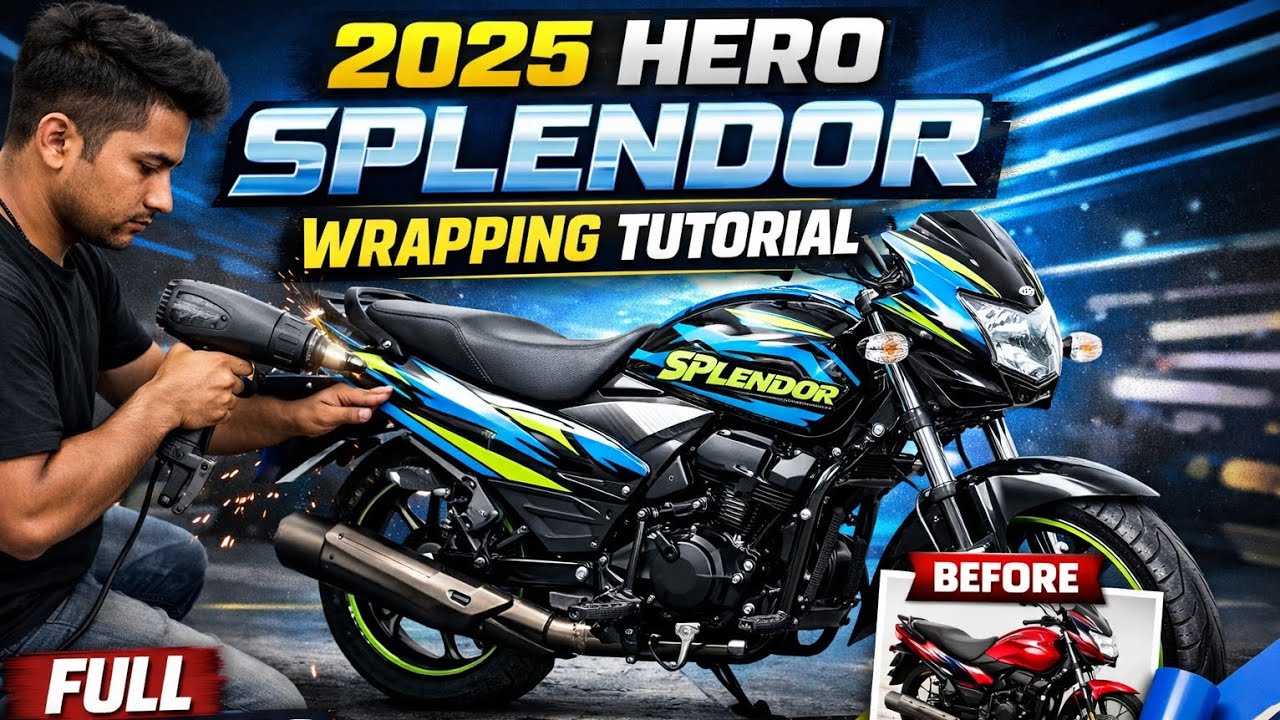 🔥2025 Hero Splendor Wrapping Video | Bike Wrapping Full Process | Star Graphics Modification💫
