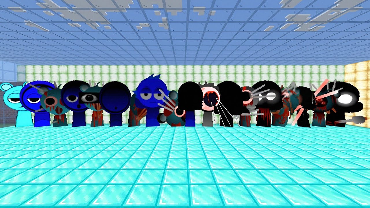 sprunki horror black and jevin stages 1-10 we met in the rain in minecraft pe