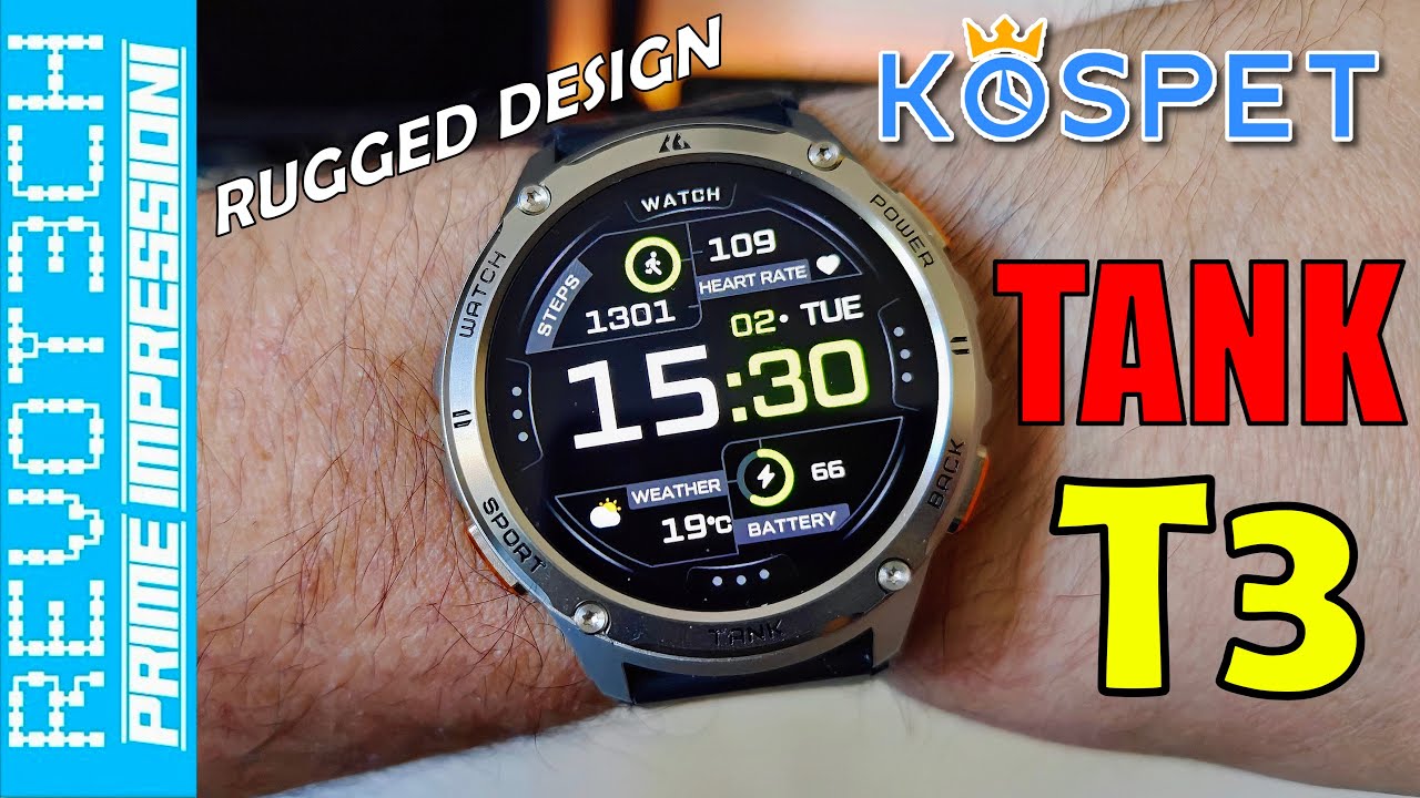 KOSPET Tank T3 RUGGED Watch: Display Amoled, Chiamate Bluetooth e 170 Modalità Sportive