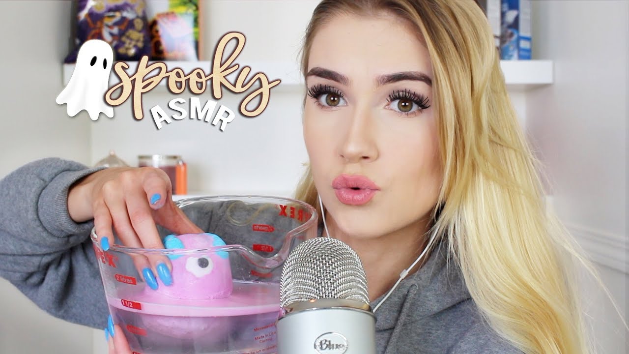 SpooOoOoky ASMR .. trying Halloween themed items !!