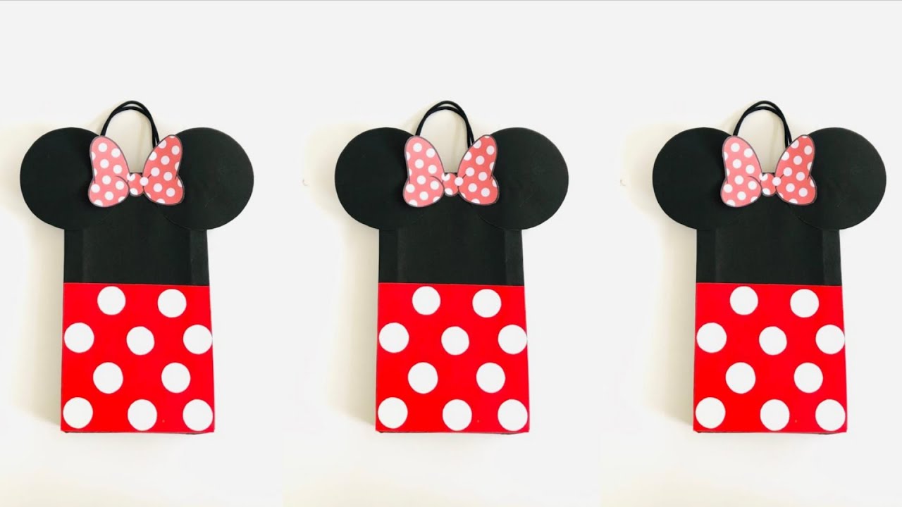 Making Easy Minnie Mouse Party Paper Bag from Scratch