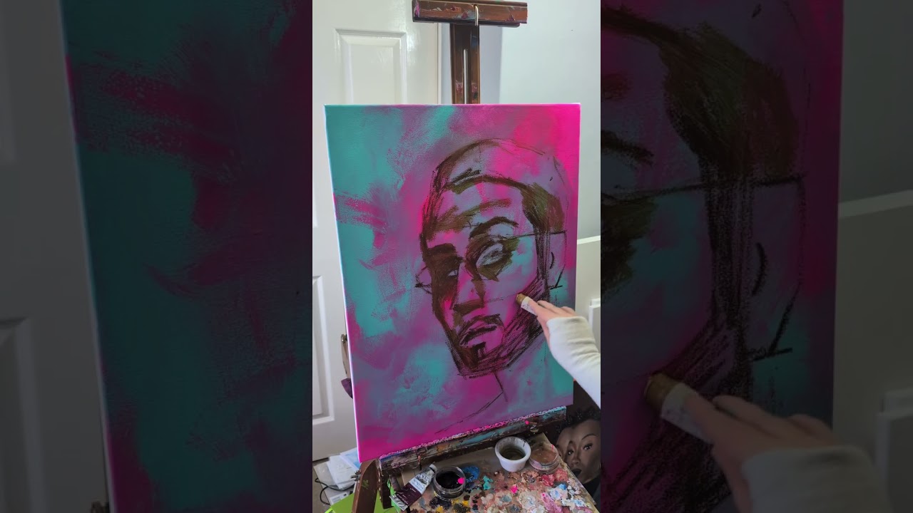 Watch me paint @bbnomoney with oil sticks and oil paint in real time video! 