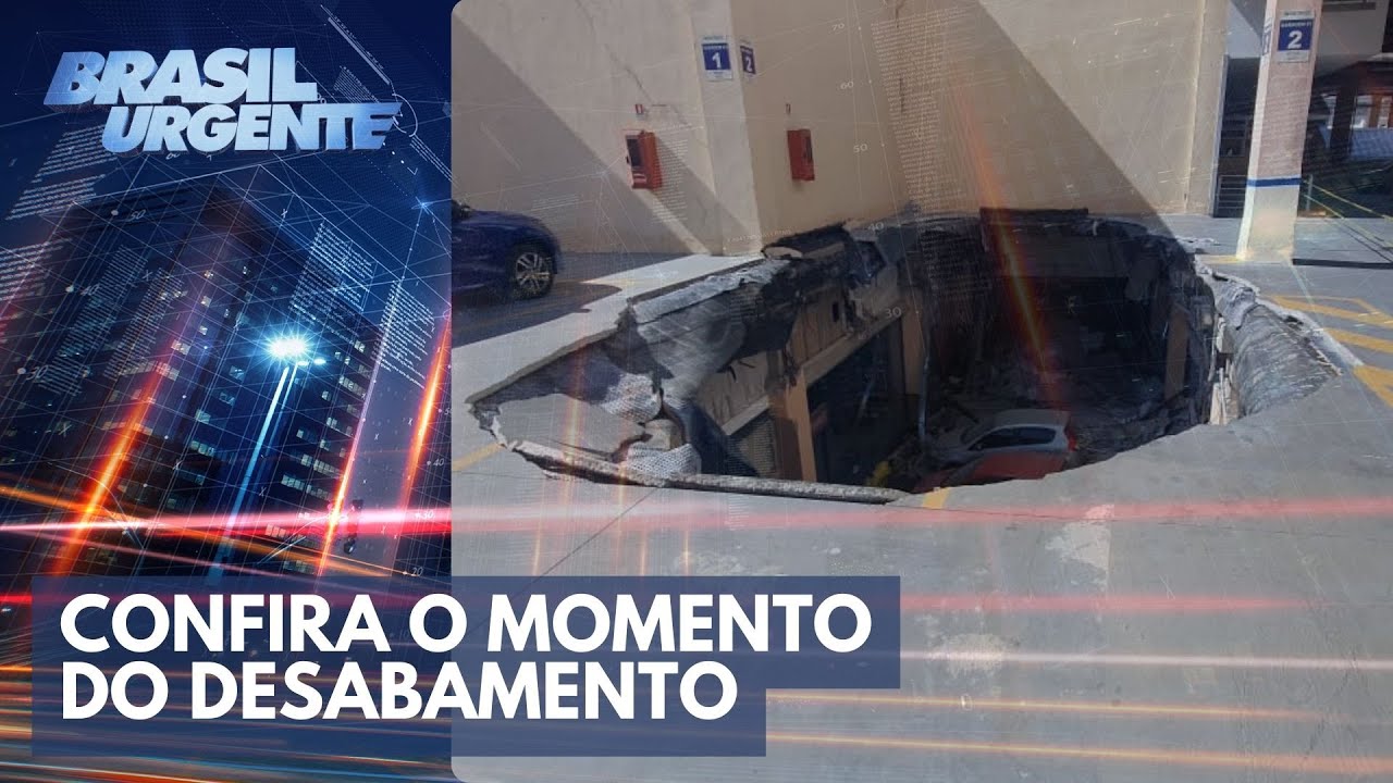 Momento em que estacionamento desaba em cima de shopping de São Paulo