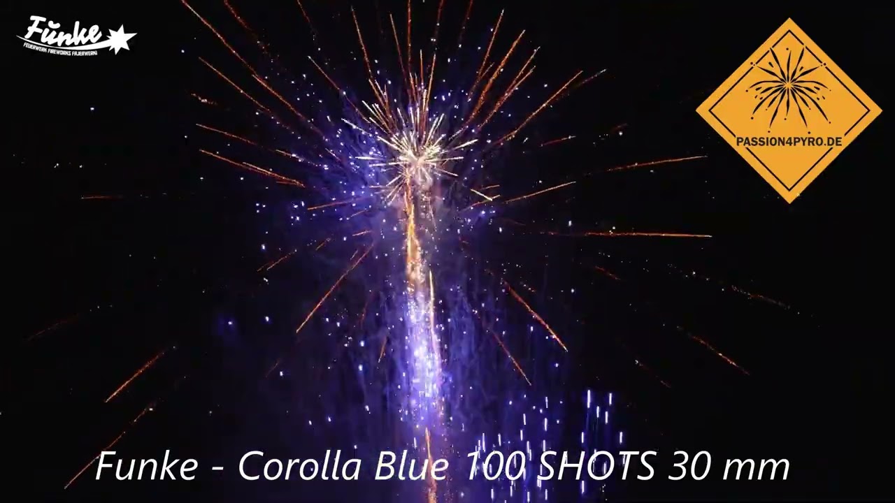 Funke   Corolla Blue 100 Shots 30mm PASSION4PYRO DE