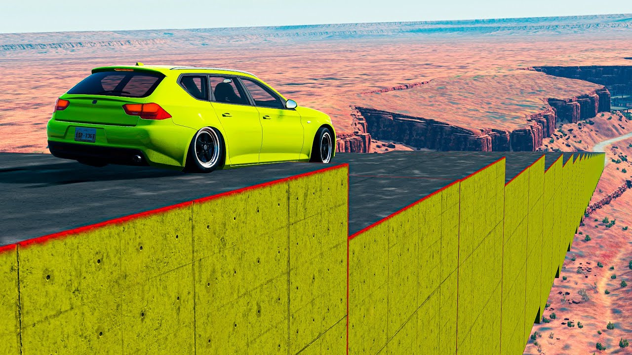 BeamNG.drive - Cars Descend Stairs At High Speed