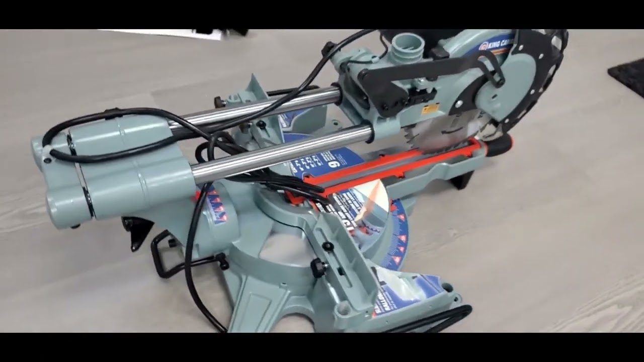UNBOXING King Canada 8380 10-Inch Sliding Mitre Saw with Twin Laser, Grey