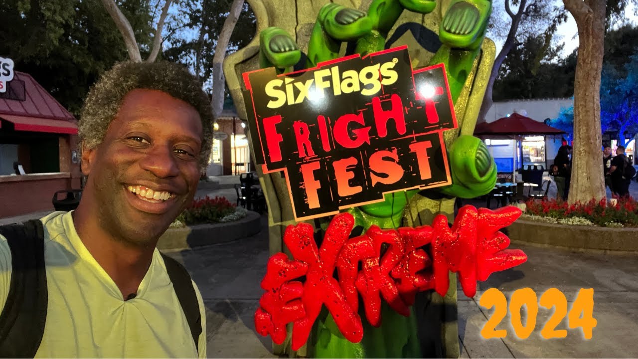 Six Flags Magic Mountain - Fright Fest EXTREME 2024 - All Mazes + Riding X2 at night!