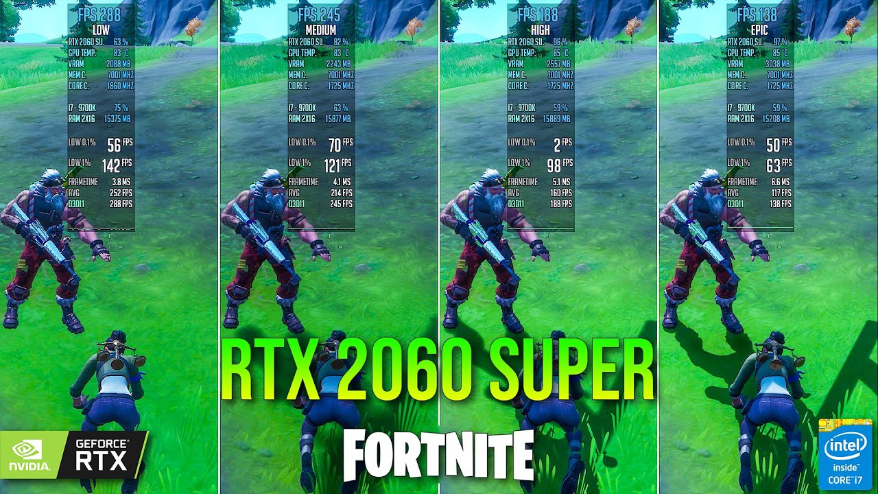 Fortnite Season 4 RTX 2060 Super Low to Epic Performance and Graphics Comparison