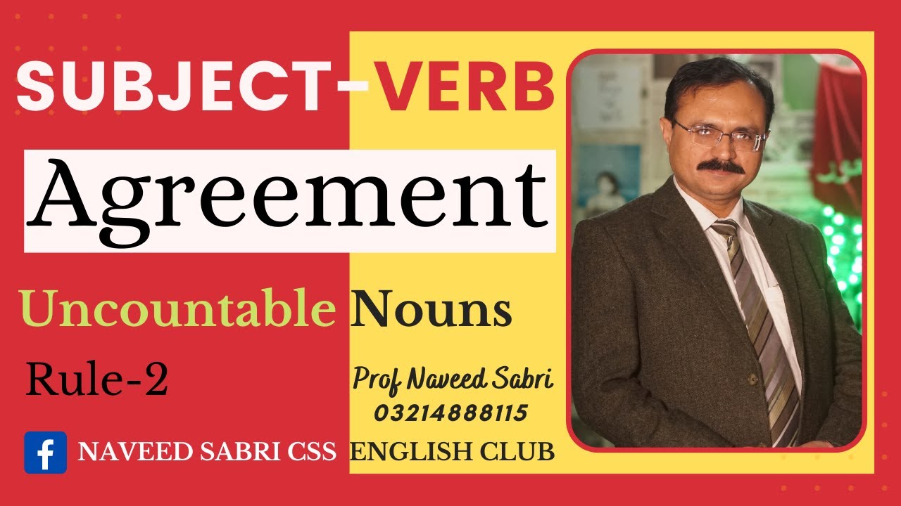 Subject-Verb Agreement (Part-2) Uncountable Nouns, Lecture 1.18.2 in Urdu/Hindi