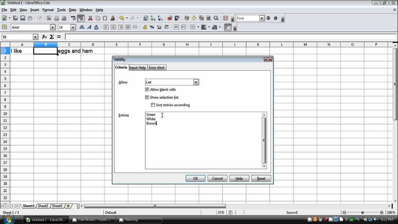 Как создать выпадающий список в калькуляторе OpenOffice/LibreOffice