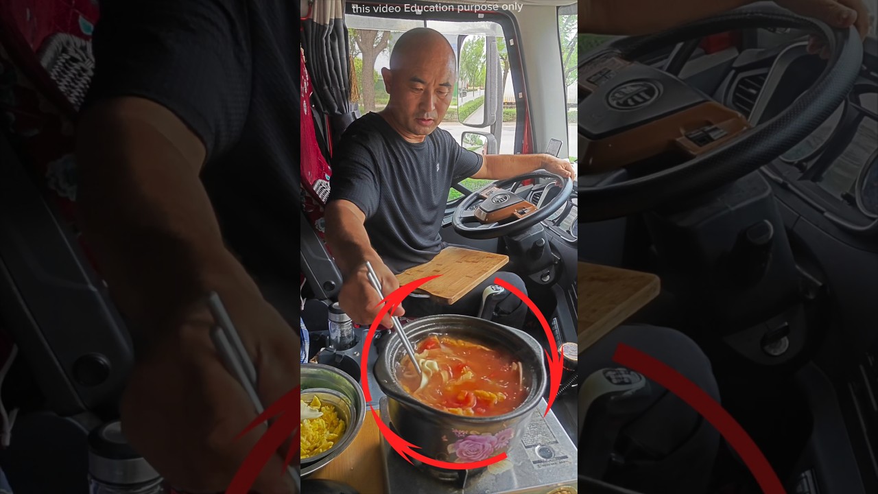 truck driver cook his own food inside truck #shortsvideo