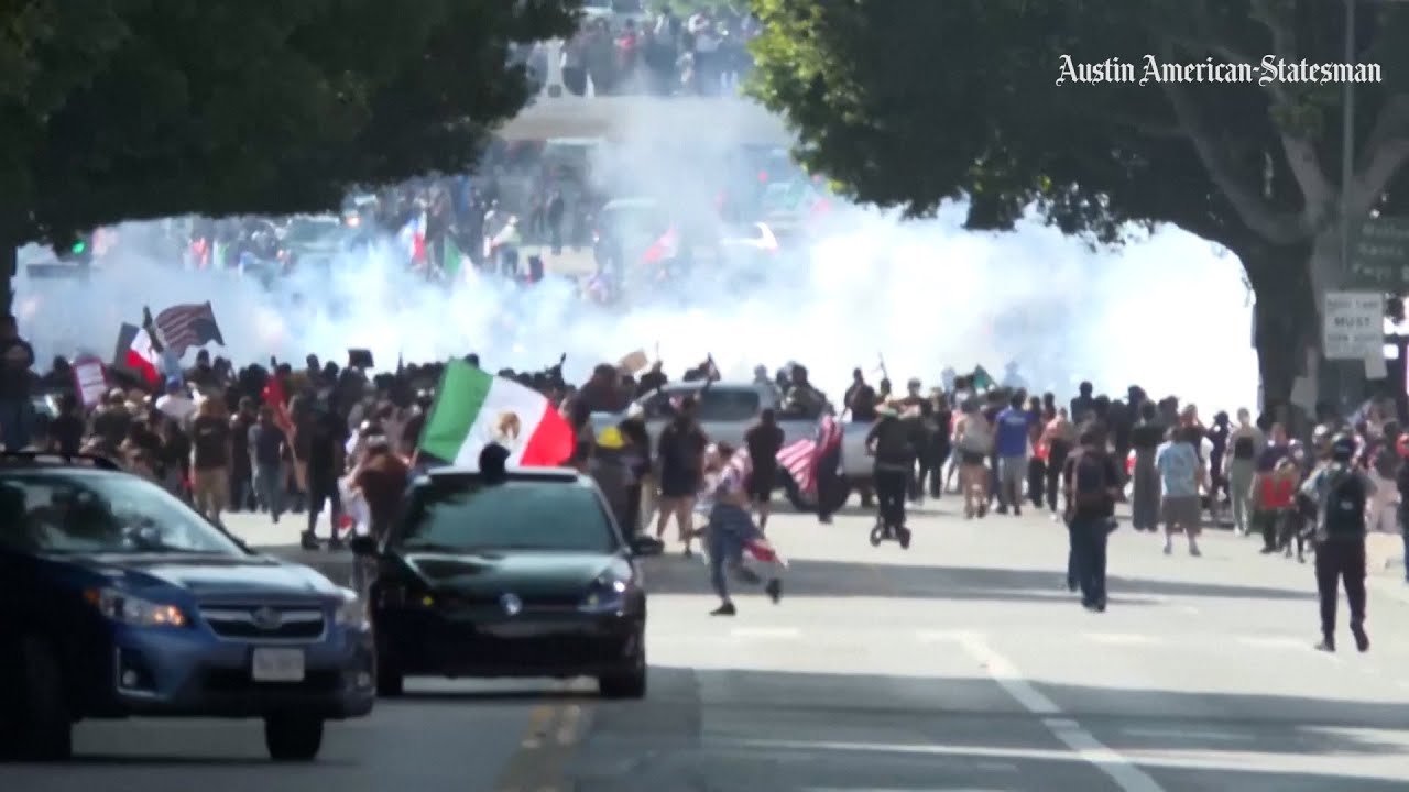 Police use tear gas at 'No Kings' protest in LA as thousands march against ICE and Trump policies