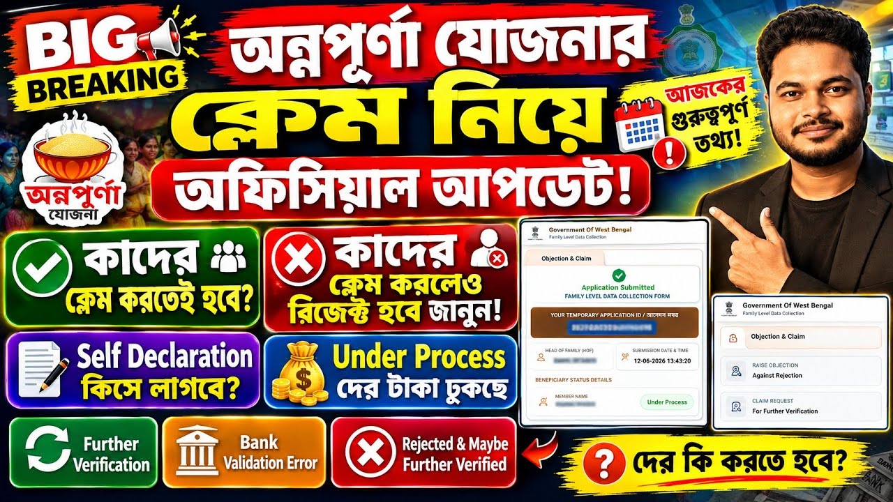 অন্নপূর্ণা যোজনার ক্লেম অফিসিয়াল: Further Verification: Annapurna Bhandar Claim: Annapurna Yojana 