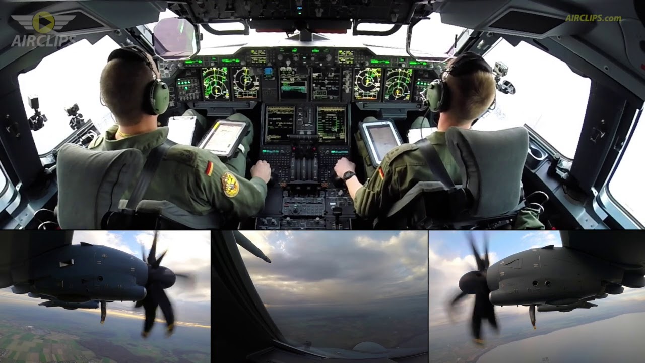 Мощный взлет Люфтваффе A400M Tornado, виды из кабины!!! [AirClips]