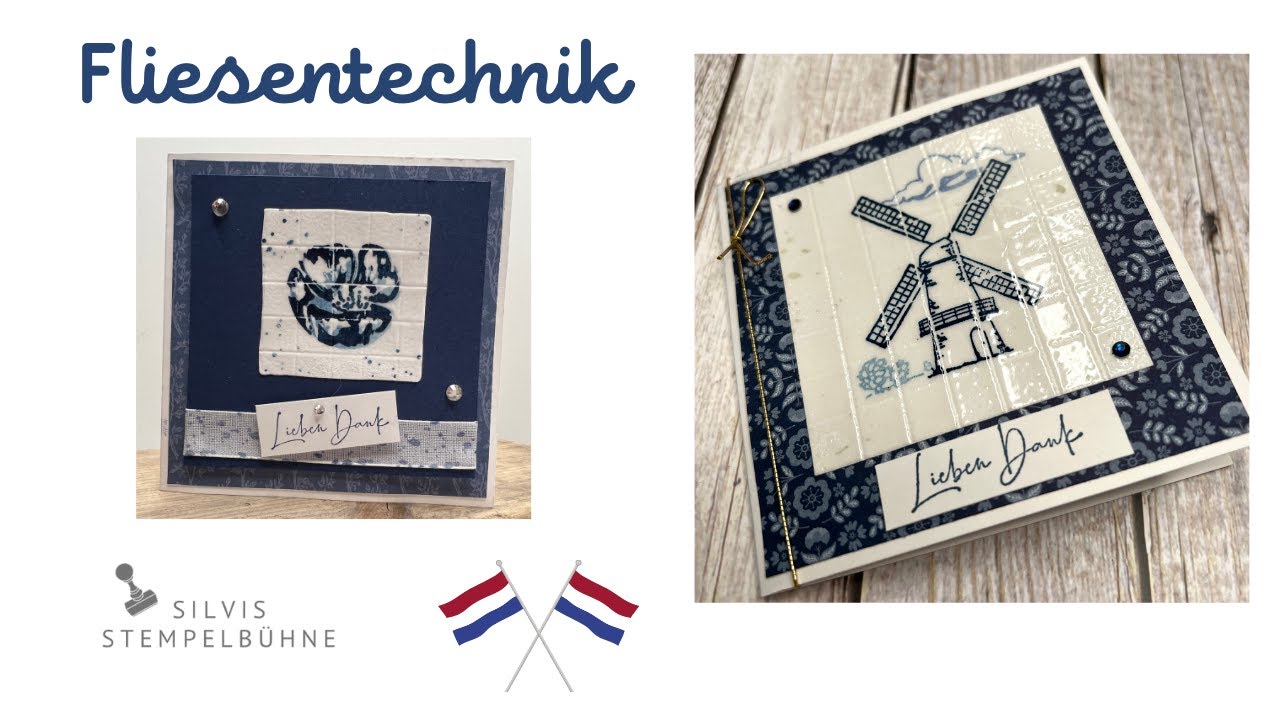 Fliesentechnik / Faux Tiles / Tulip Fields/ Sag's mit Tulpen / Monochrome Grusskarte /Stampin' Up!