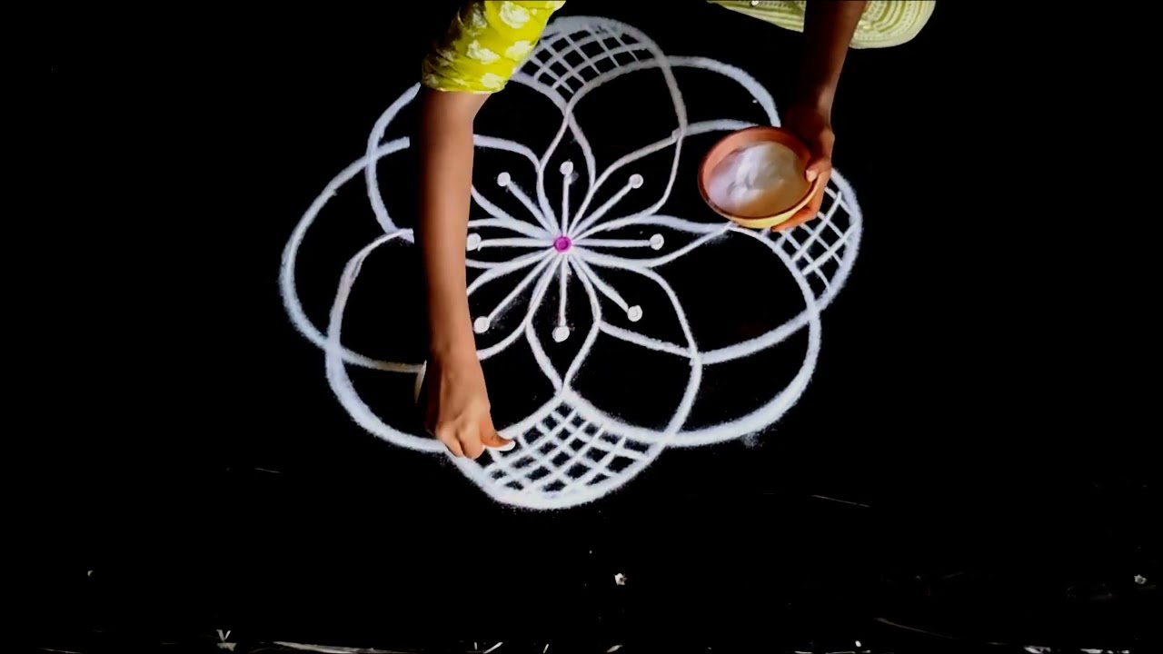 🌺Free hand 🌺Simple rangoli design 🌺#indian art #like #subscribe 🙏