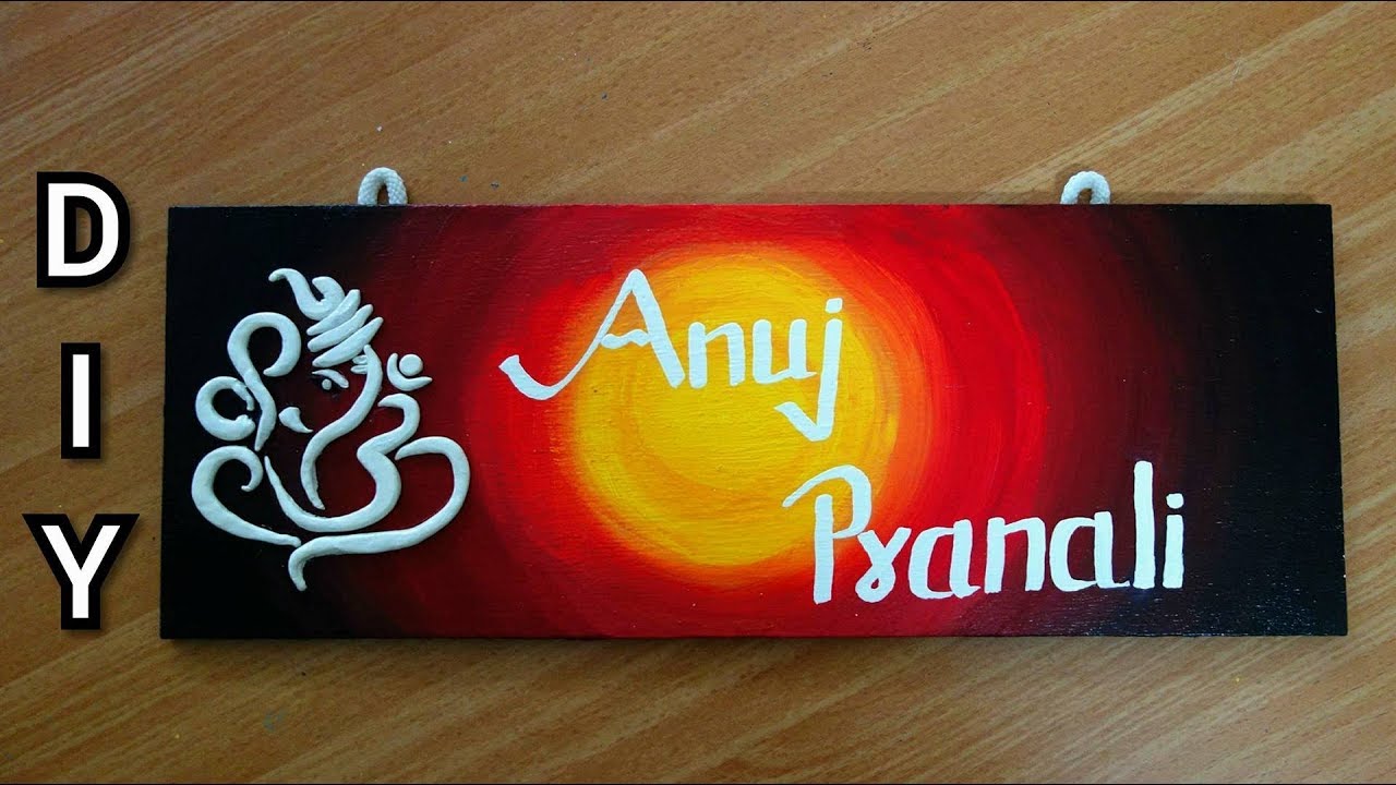 How to make ganpati Homemade Name Plate | home decor ideas for diwali | diwali special | nameplate