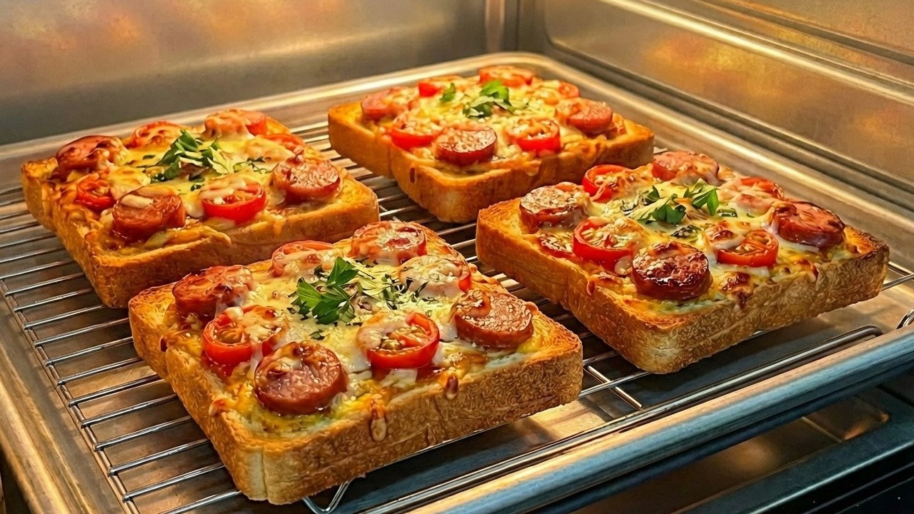 Probieren Sie unbedingt dieses leckere Frühstück - Toast mit Ei aus dem Ofen für 5 Minuten.