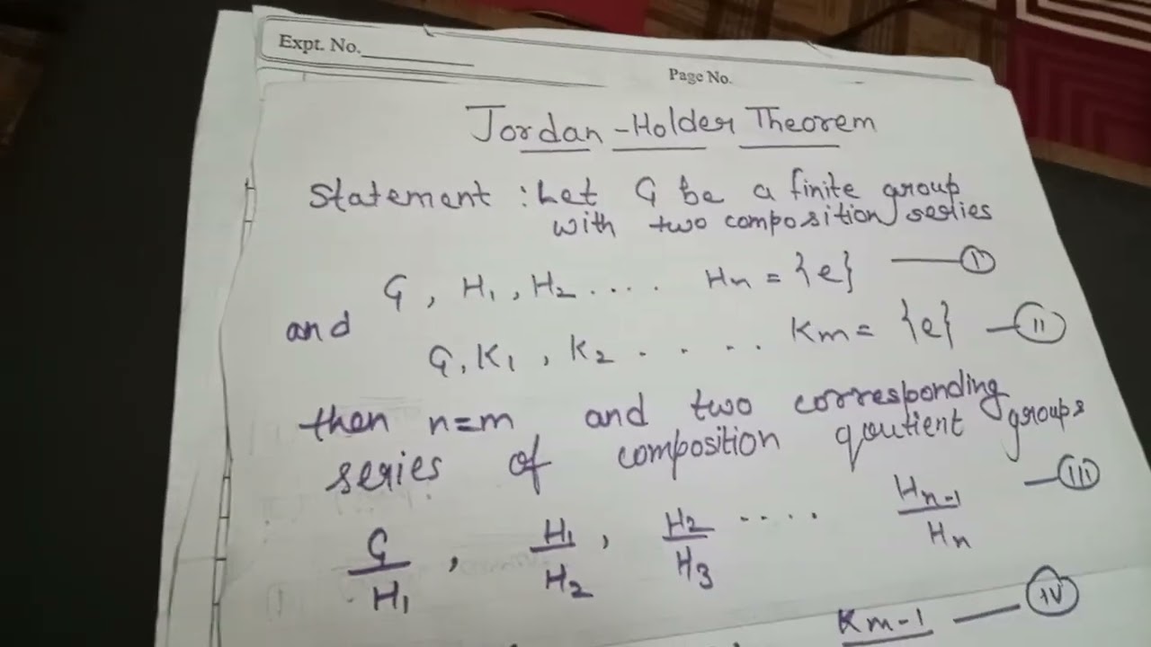 Jordan holder theorem in advance algebra MSc First Semester