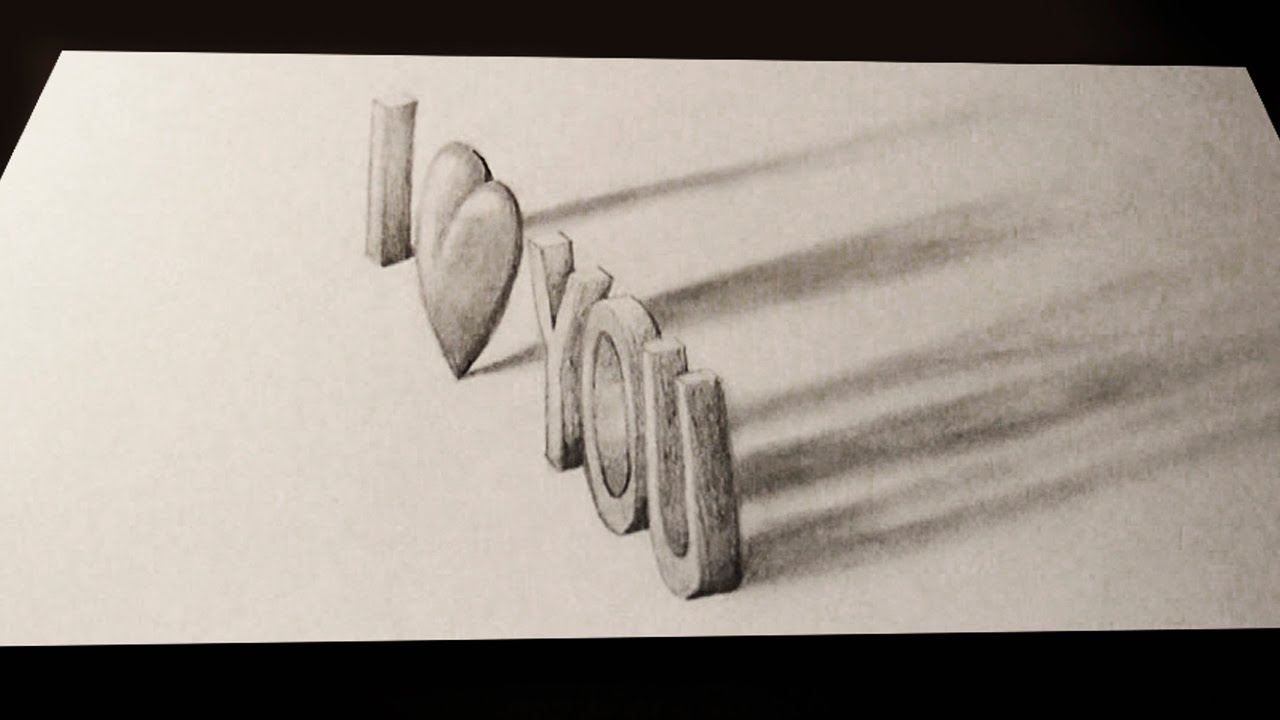 Простое 3D графити я тебя люблю / How to draw I love you in 3D graffiti