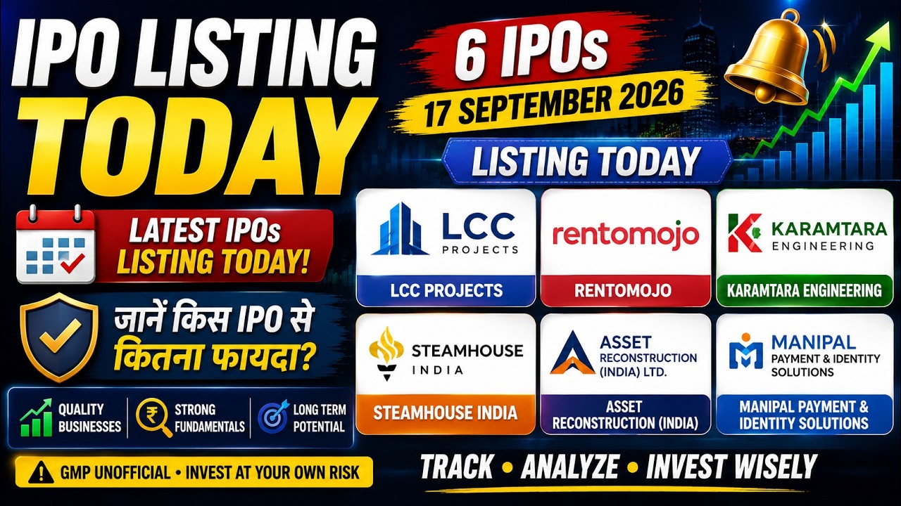 IPO Listing Today 🔥 6 IPOs की Listing | LCC, Rentomojo, Karamtara, Steamhouse, ARCIL, Manipal IPO