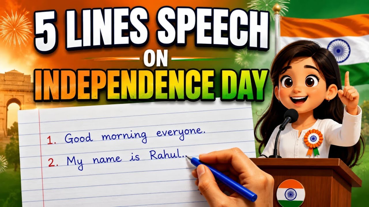 5 Lines Speech on Independence Day 15 August | Easy Speech for Kids | India Independence Day Speech