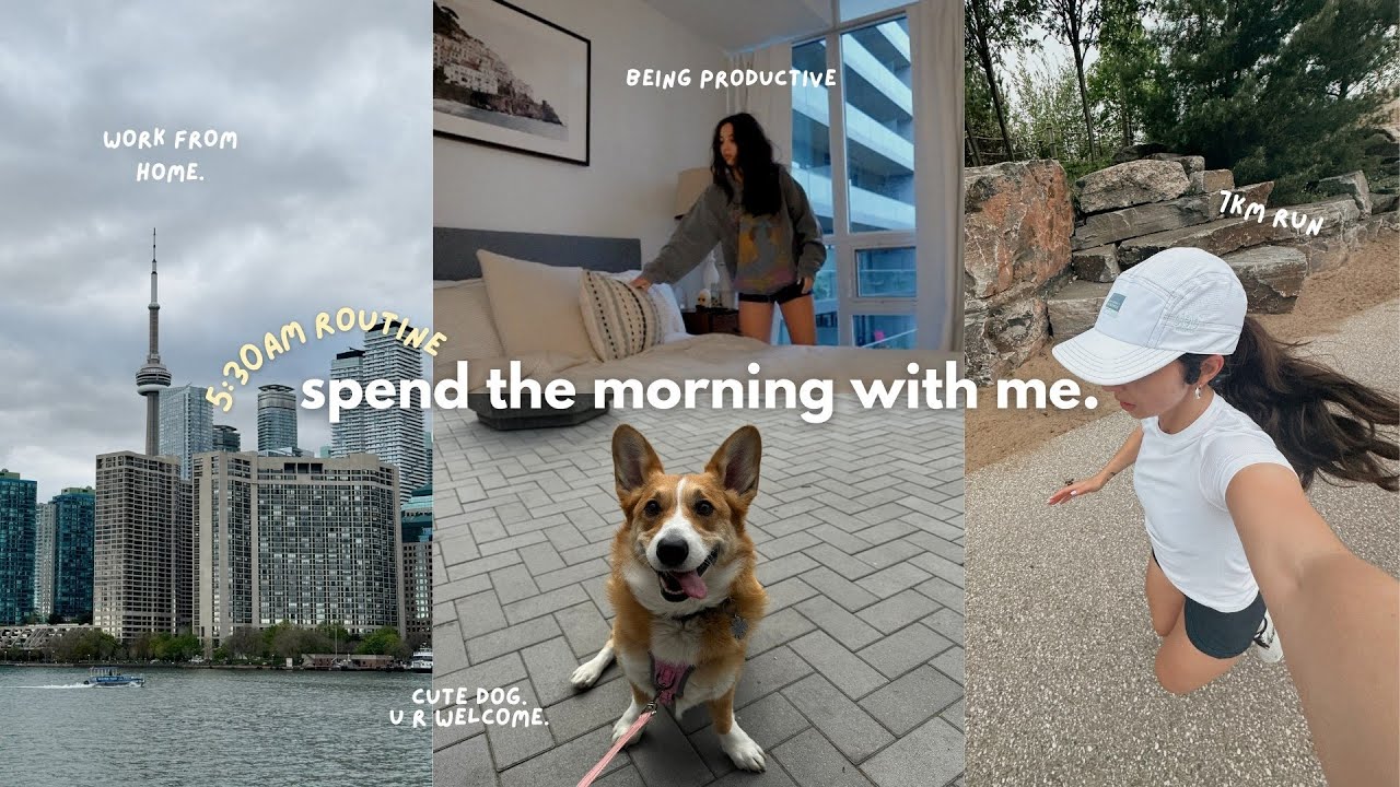 5:30am Morning in My Life | 7km Run, Work from home, Being Productive!