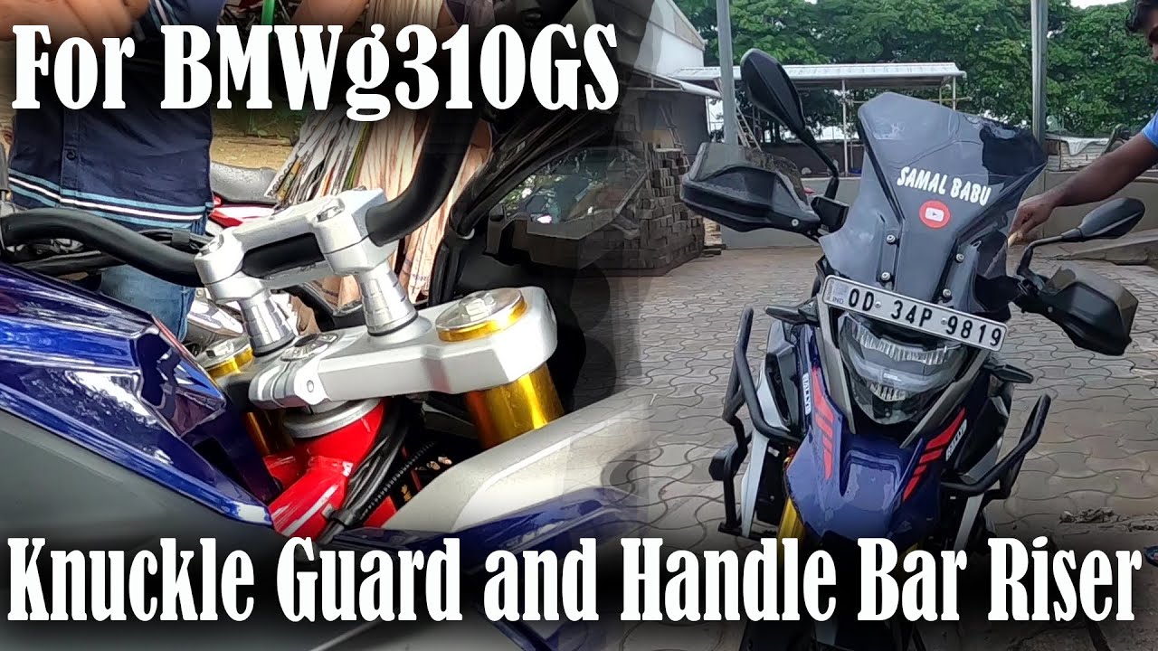 Knuckle/Hand Guards, Handle Bar Riser installed on #BMWg310GS | Product details in the video
