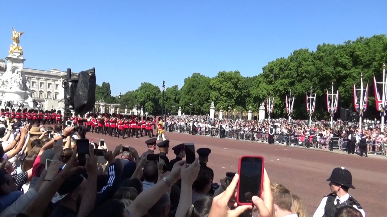 Band of the Coldstream Guards marching from the Barracks for Trooping the Colour