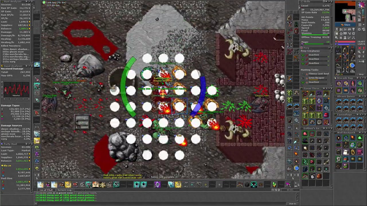 Tibia - rp ms duo hunting - 13kk raw no charms no preys - Norcferatus