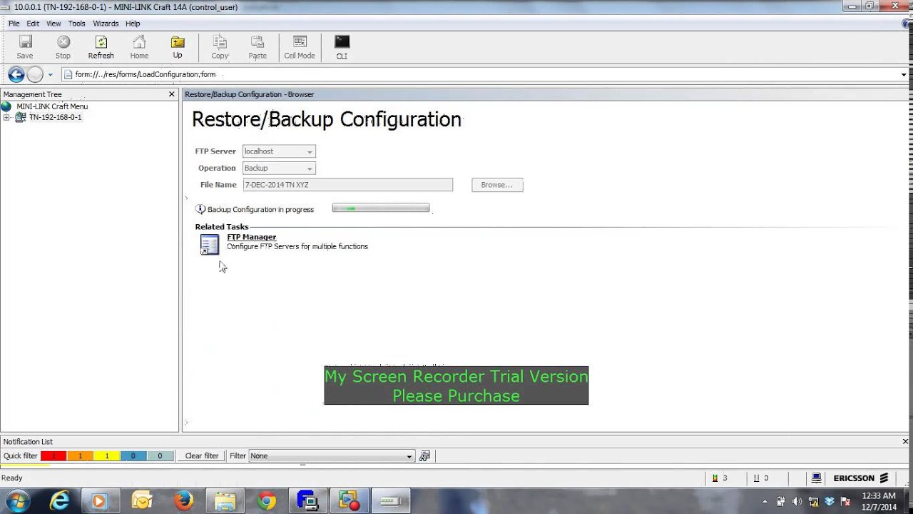 Ericsson TN how to save the cofiguration