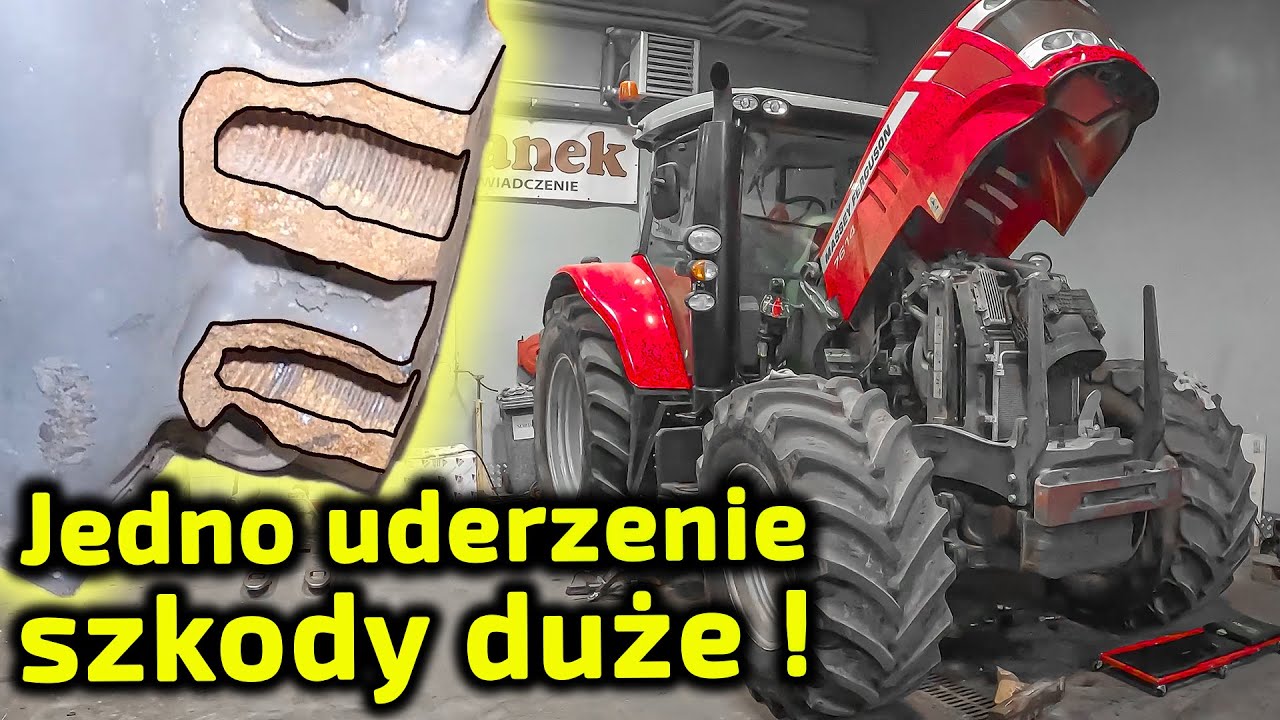 Jedno uderzenie a szkody duże👉 Ciągnik Massey Ferguson 7614 [Korbanek]