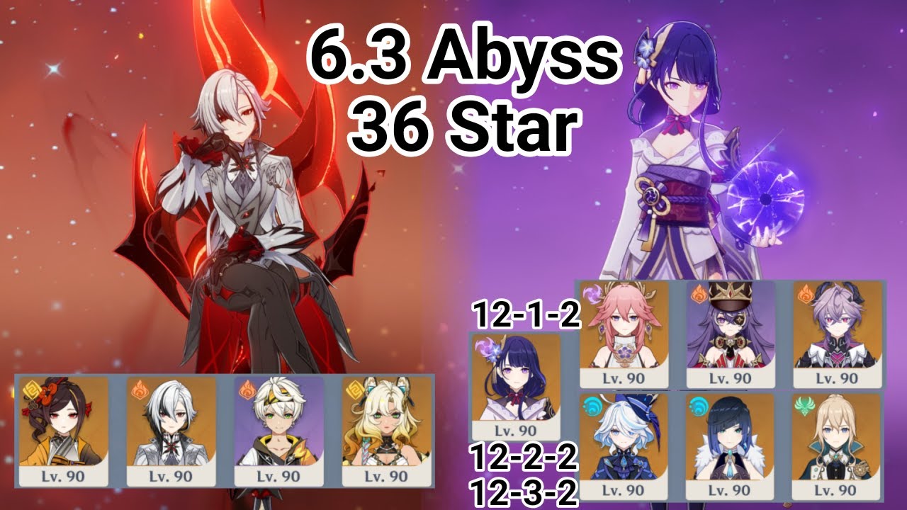 (Outdated) 6.3 Abyss 36 Star - C1 Arlecchino + C0 Raiden Shogun
