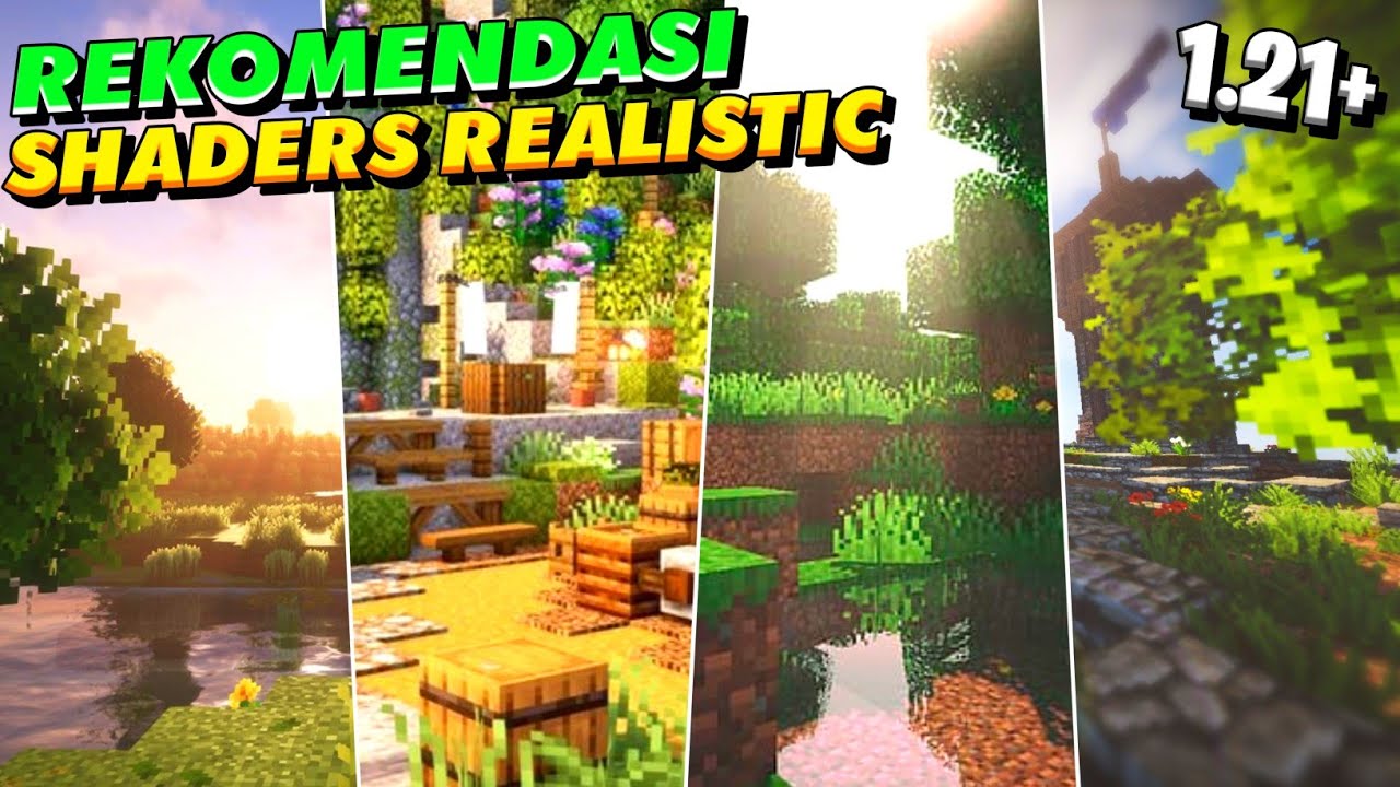 TOP BEST 3 SHADERS MCPE 1.21 & 1.20+ REALISTIC TERBAIK RINGAN | Bsl Shaders #shaders #minecraft