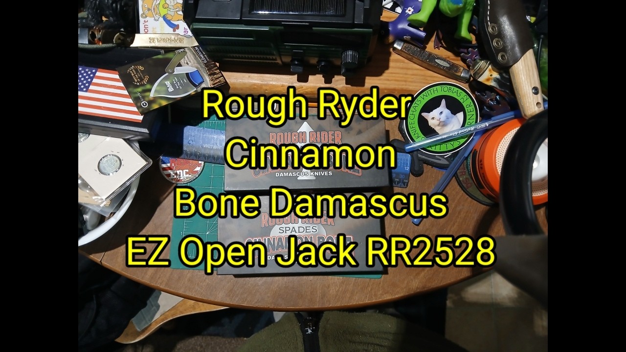 (2046) Rough Ryder Cinnamon Bone Damascus EZ Open Jack RR2528