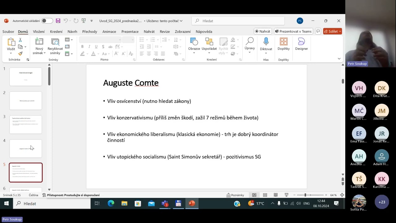 Úvod do sociologie 2024 přednáška 2