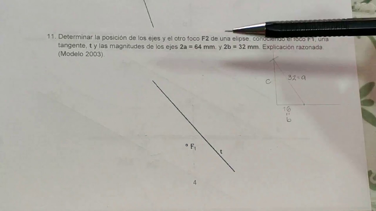 Curvas cónicas. Elipse. Selectividad. Dibujo Técnico. Madrid . Modelo 2003.