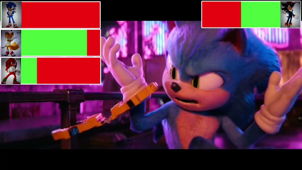 Team Sonic vs. Project Shadow with healthbars, Super Sonic vs. Super Shadow with healthbars