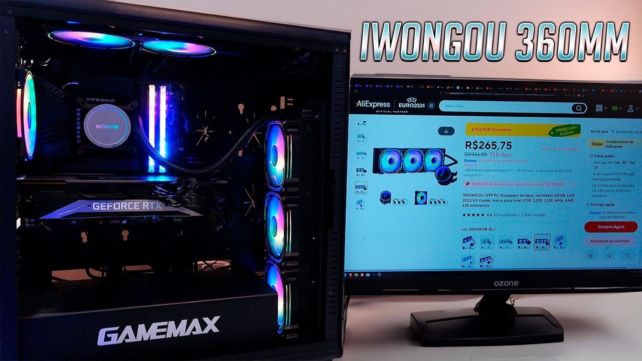 ESSE TÁ DADO!! Water Cooler 360MM Por R$260?? Iwongou ARGB 360mm - TANKA R7 7800X3D e i5 13600KF?