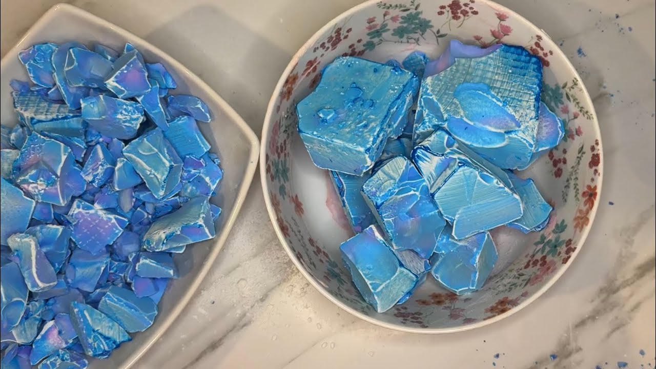 Soft Blue Crystals Gym Chalk Shards Crush ASMR