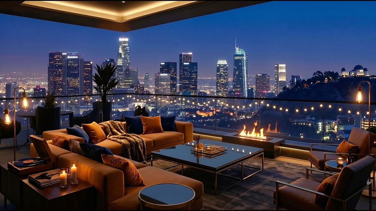 Luxury Penthouse Jazz Night 🌃 Fireplace Lounge & Smooth Jazz for Relaxing, Studying, and Late Nights