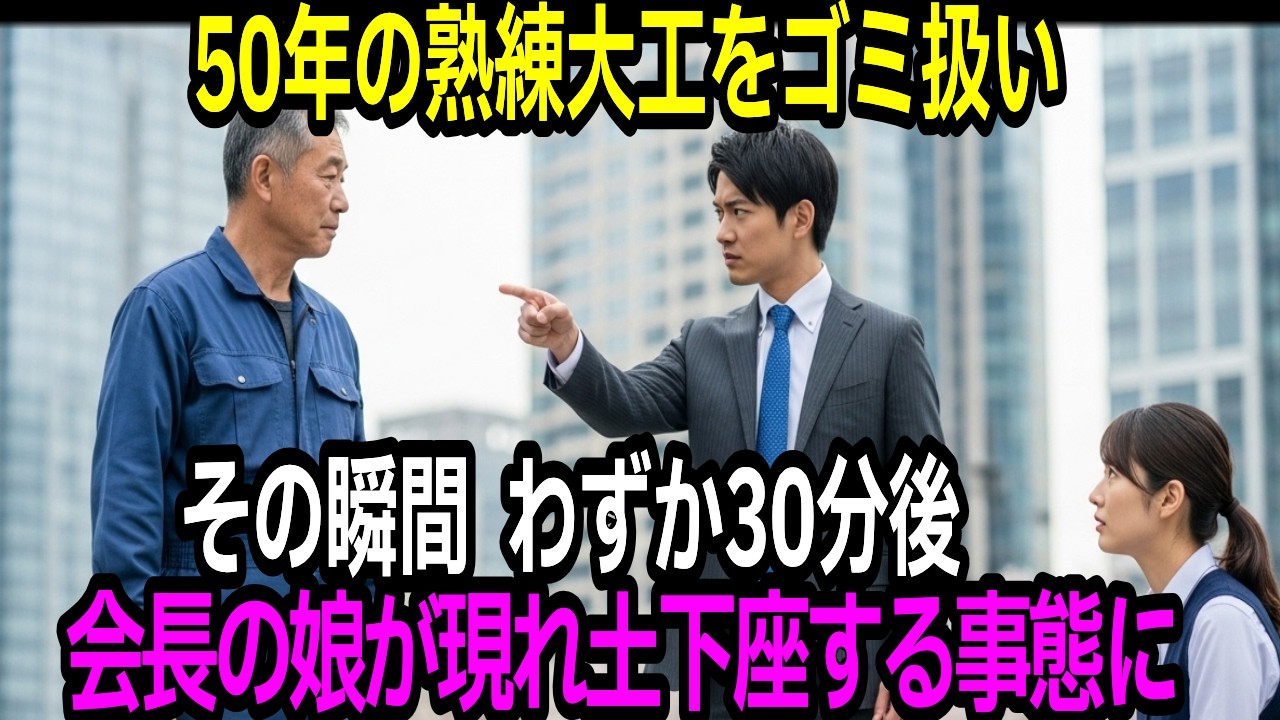 【感動実話】50年の熟練大工をゴミ扱いした若造店長、わずか30分後に建物のオーナーの娘が現れ土下座する羽目に【泣ける話/朗読/シニア/逆転