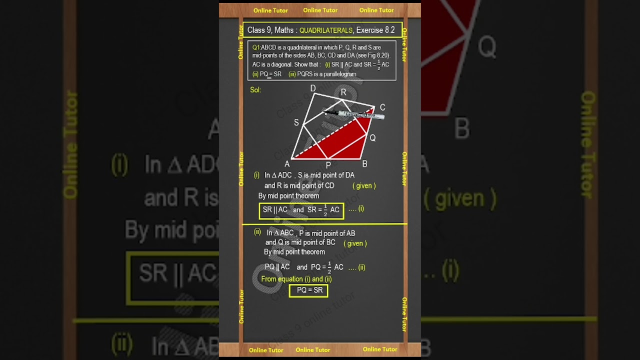 Class 9 Maths Ex 8.2 Q1 | Chapter 8 Quadrilaterals | NCERT Solutions Hindi