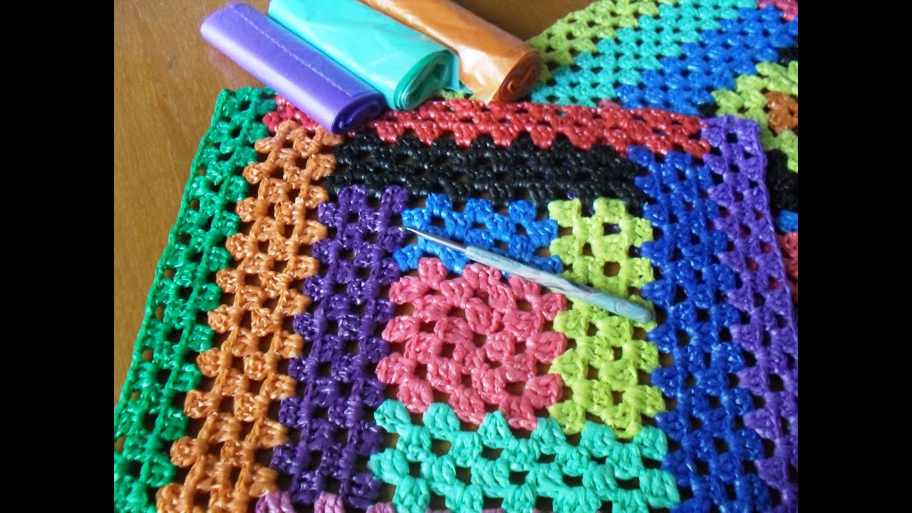 Вязание из полиэтиленовых пакетов . Чехлы на табуретки.  Ч. 3