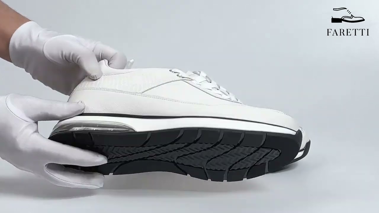 Faretti białe męskie buty dodające +8 cm wzrostu - model Arturo