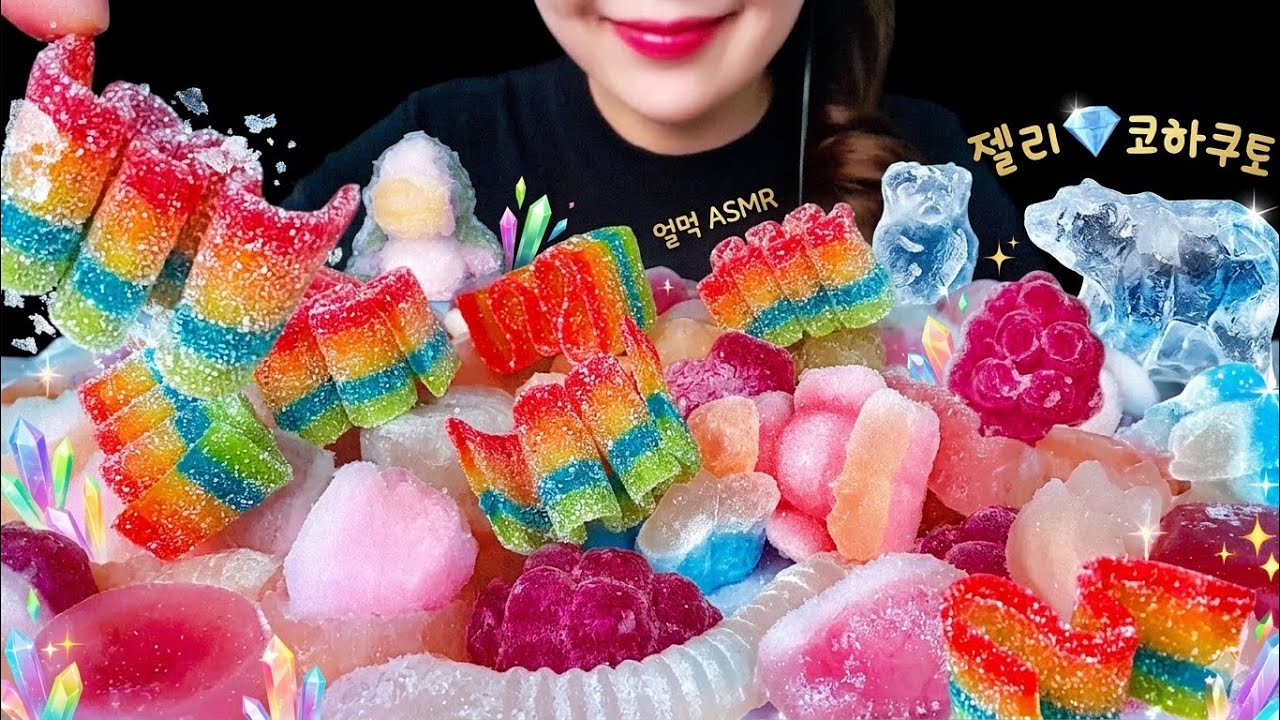 얼려 먹는 젤리 먹방 ASMR 💎 코하쿠토 젤리 만들기 노토킹 리얼사운드 먹방 브이로그 요즘 유행하는 사각사각 얼린젤리 얼음 먹방 ASMR 디저트먹방 캡틴큐