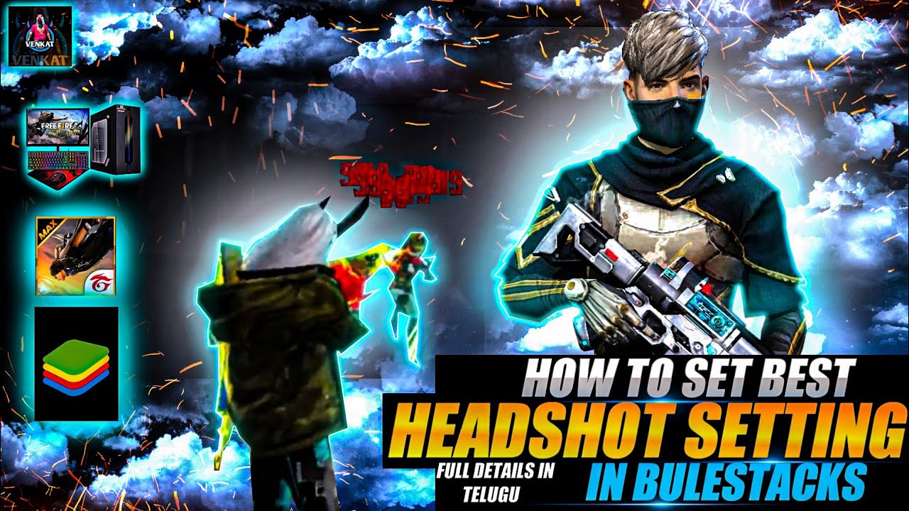 FREE FIRE BEST HEADSHOT SETTINGS IN BLUESTACKS TELUGU //BEST HEADSHOT SETTINGS IN LAPTOP #freefire